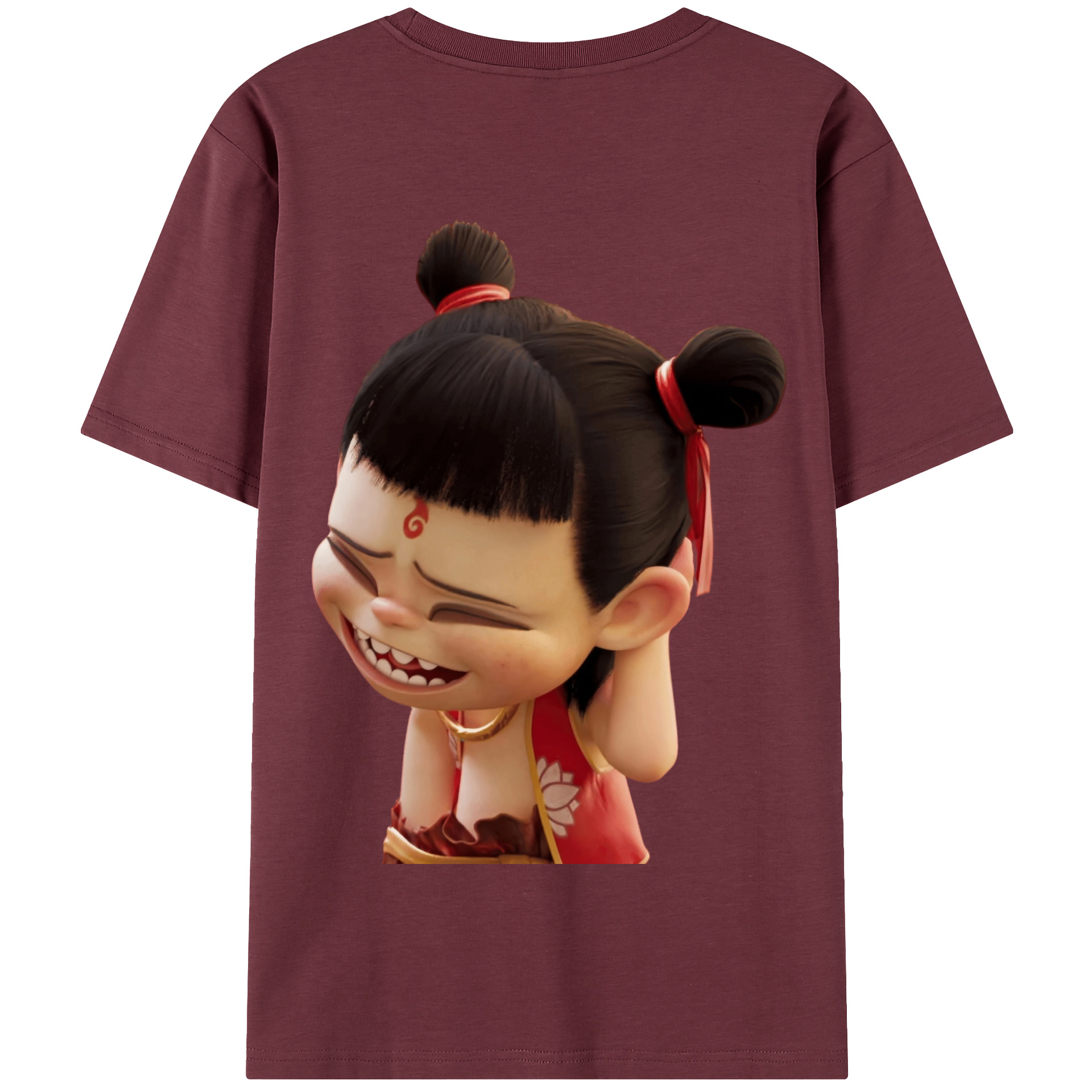 （画像用） Ne Zha 2 ナタ 魔童の大暴れ 綿100％半袖Tシャツ（背面プリント）